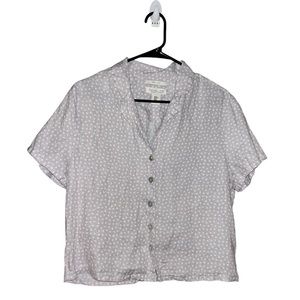 Rachel Zoe 100% Linen Mother of Pearl Button Down Linen Blouse